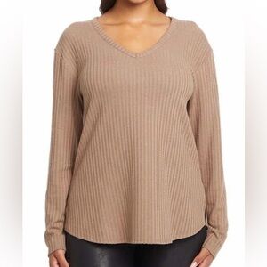 Chaser Brown Waffle Knit Long Sleeve Shirt, Size Small